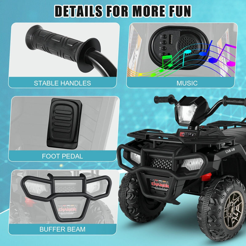 12V Electric ATV Ride-On Toy Car with USB/MP3 for Kids Ages 3-6