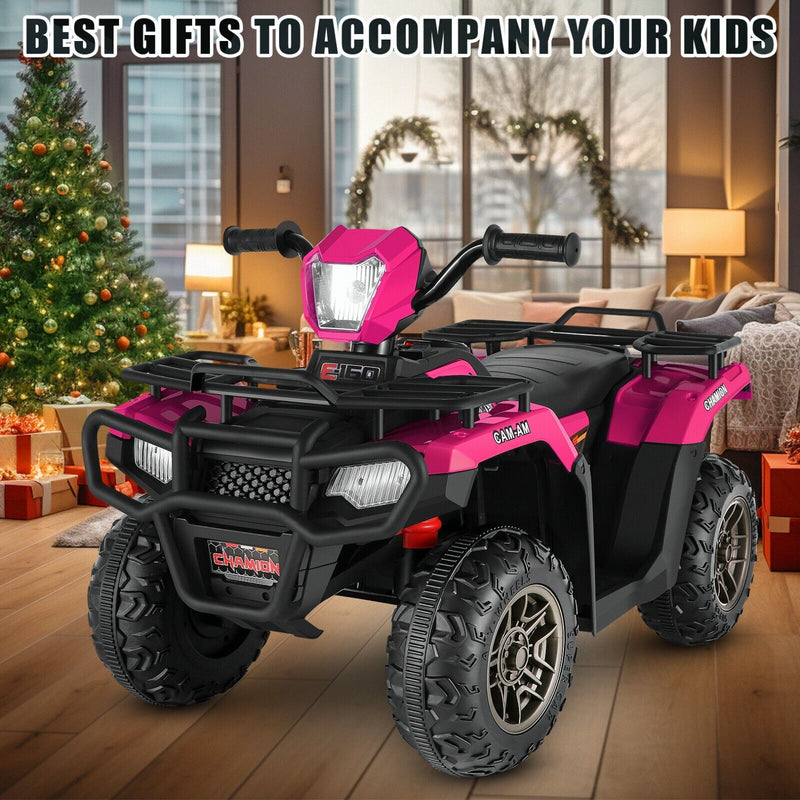 12V Electric Ride-On ATV Toy Car with USB/MP3, 4 Wheels for Kids Ages 3-6
