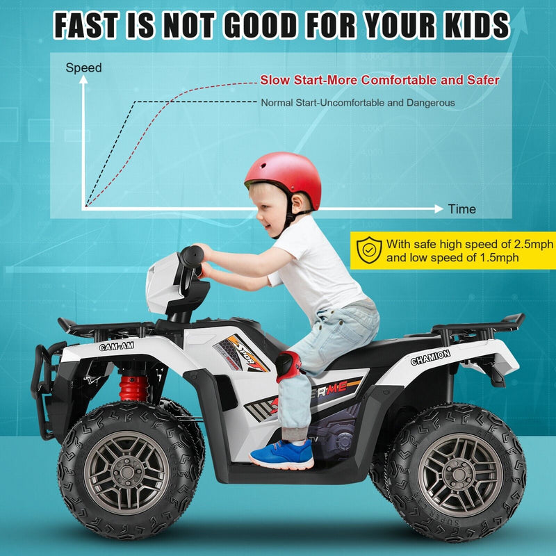 12V Electric Ride-On ATV Toy Car with USB/MP3, 4 Wheels for Kids Ages 3-6