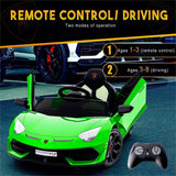 12V Electric Battery Powered Sports Car for Kids with Remote Control - Green