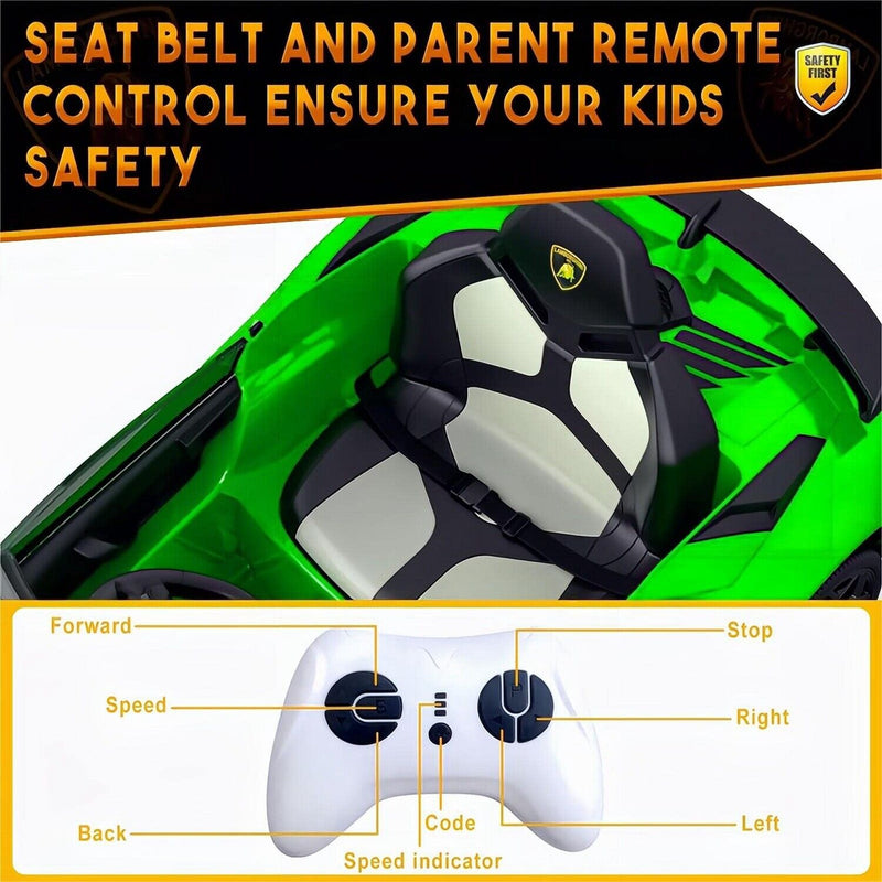 12V Electric Battery Powered Sports Car for Kids with Remote Control - Green