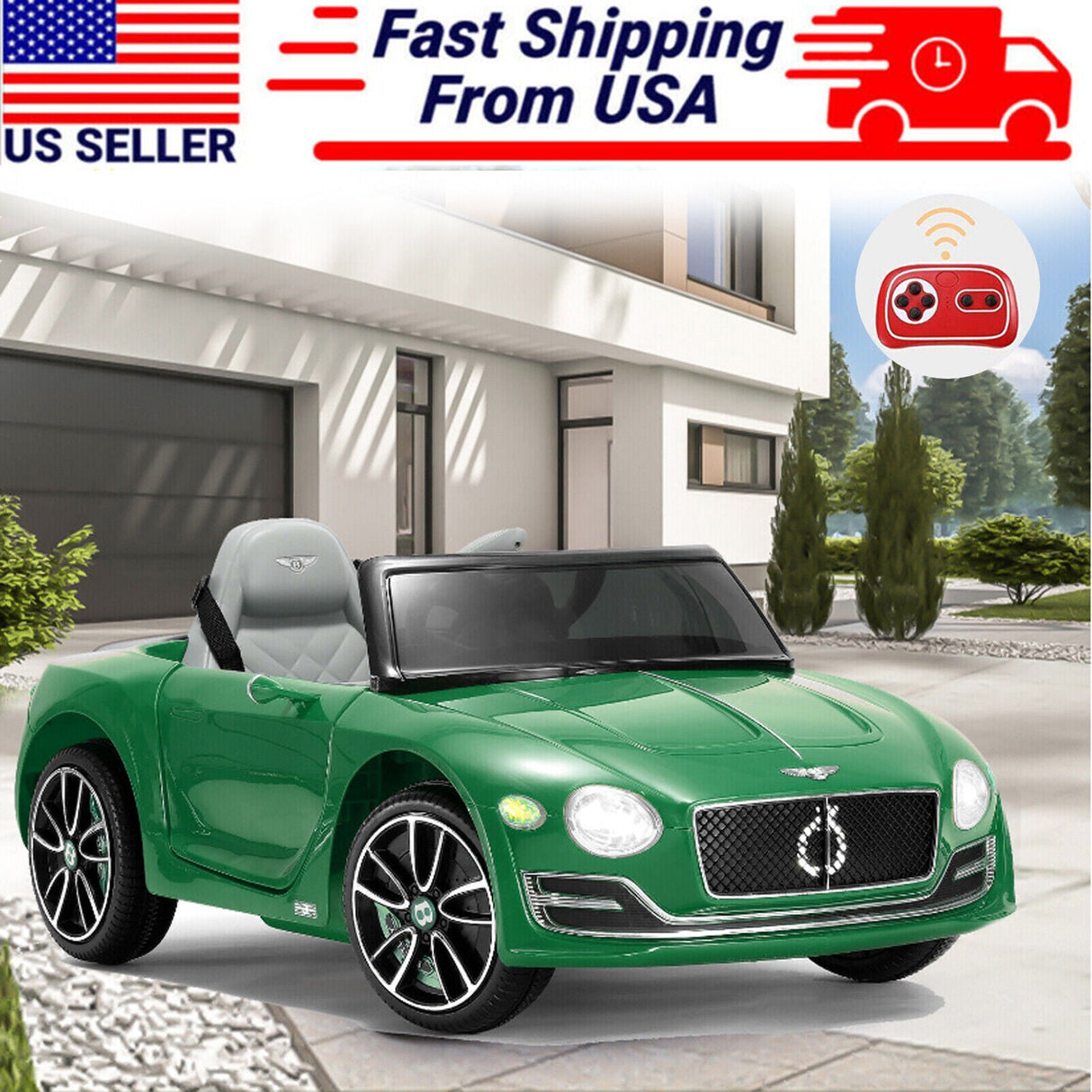 12V Electric Bentley Style Kid Ride On Car with Remote Control and LED Lights