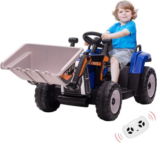 12V Electric Excavator Ride-On Toy with Remote Control, Music, and Bluetooth for Kids