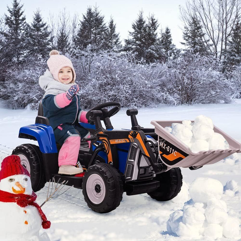 12V Electric Excavator Ride-On Toy with Remote Control, Music, and Bluetooth for Kids