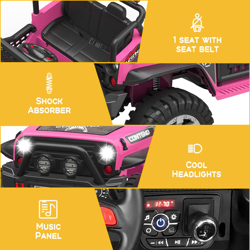 12V Electric Jeep Toy Car for Kids with LED Lights, MP3 Player, and Remote Control - Perfect Gift for Boys and Girls