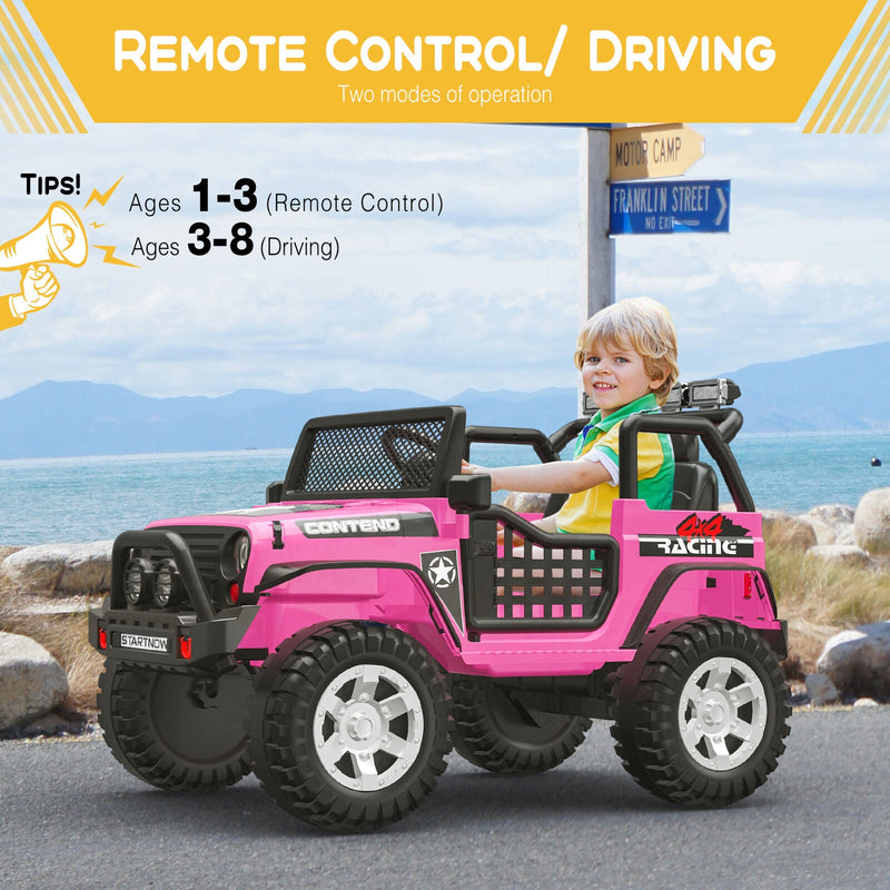 12V Electric Jeep Toy Car for Kids with LED Lights, MP3 Player, and Remote Control - Perfect Gift for Boys and Girls