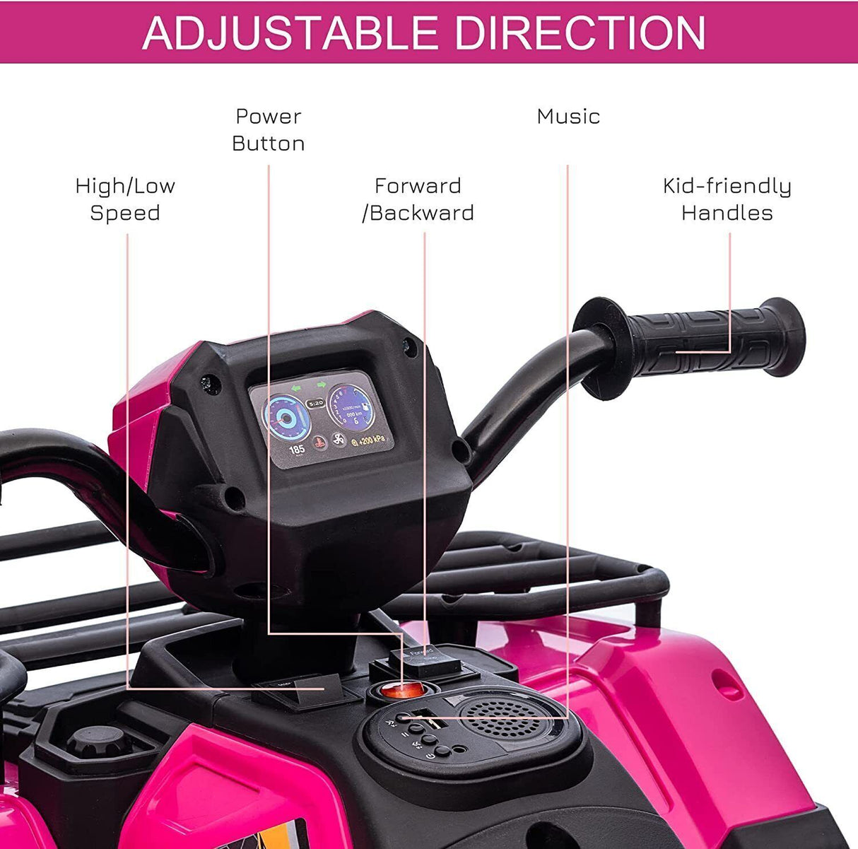12V Electric Kids ATV Quad Car - Black, Suitable for Ages 3-6 Years