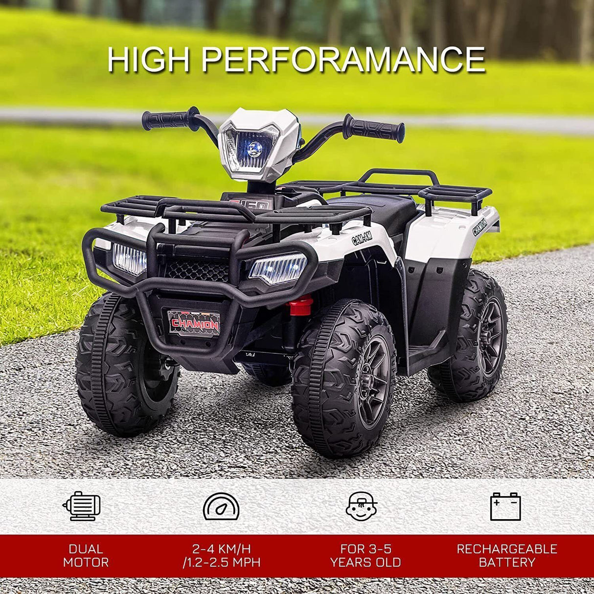 12V Electric Kids ATV Quad Car - Black, Suitable for Ages 3-6 Years