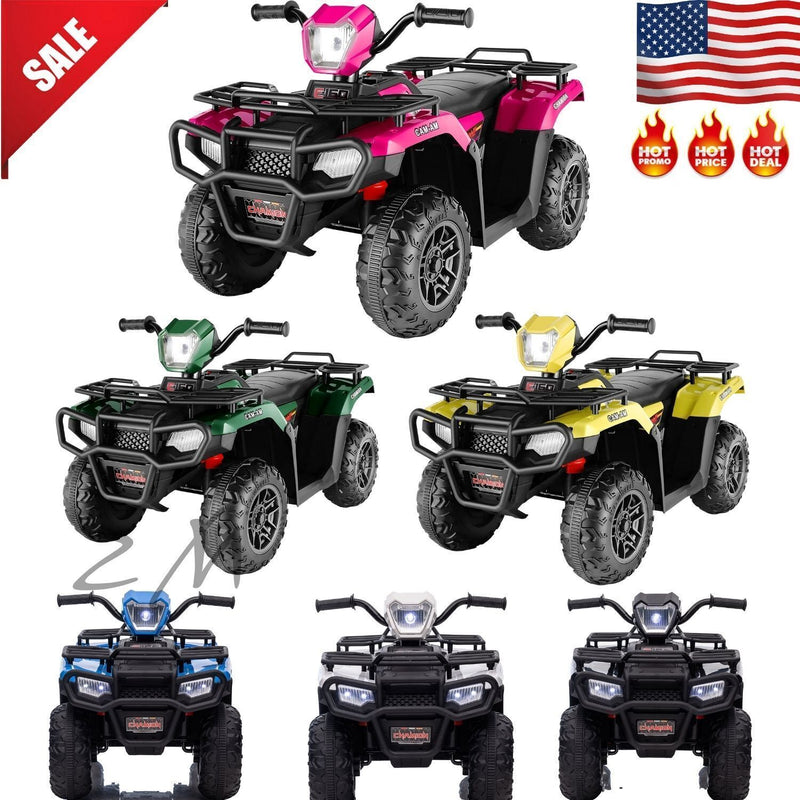 12V Electric Ride-On ATV for Kids 3-6 Years Old - Black Quad Truck with Battery Power
