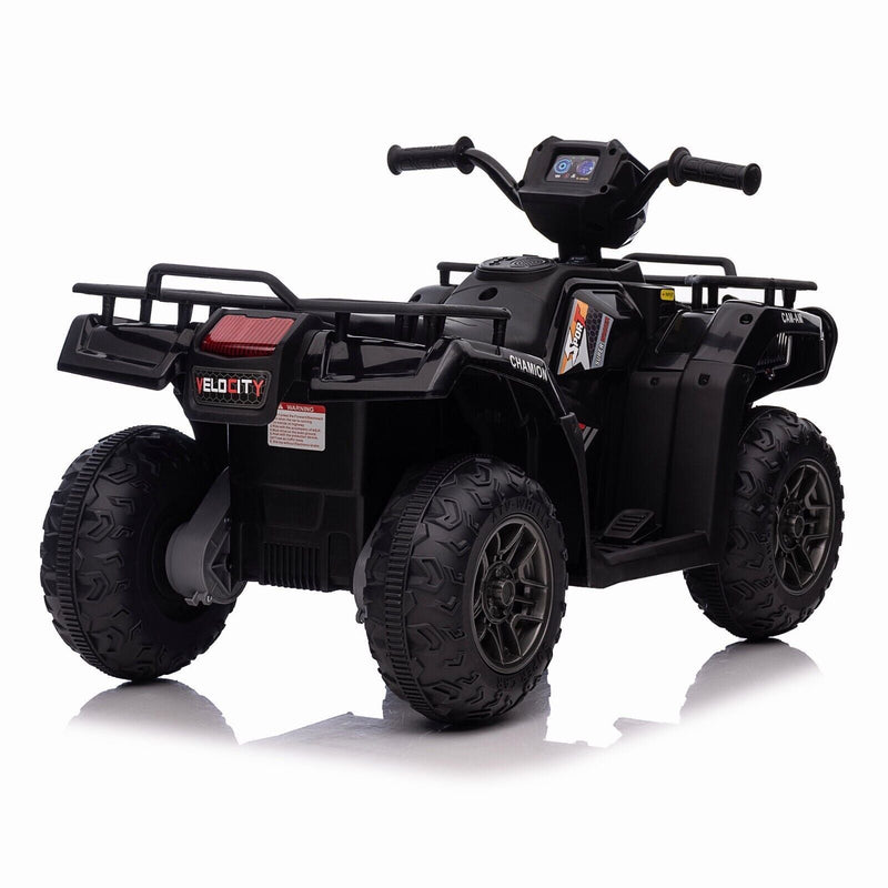 12V Electric Ride-On ATV for Kids 3-6 Years Old - Black Quad Truck with Battery Power