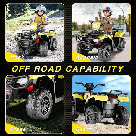 12V Electric Ride-On ATV for Kids 3-6 Years Old - Black Quad Truck with Battery Power