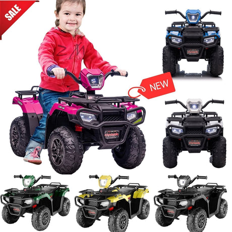12V Electric Ride-On ATV for Kids - Black Quad Truck for Ages 3-6