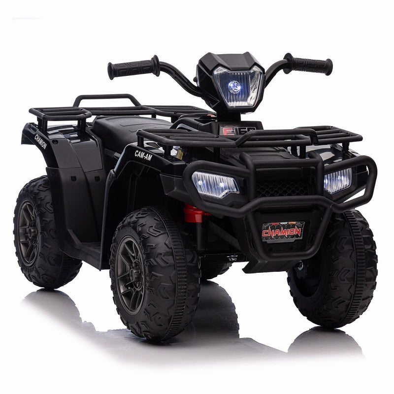 12V Electric Ride-On ATV for Kids - Black Quad Truck for Ages 3-6