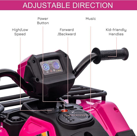 12V Electric Ride-On ATV for Kids - Black Quad Truck for Ages 3-6