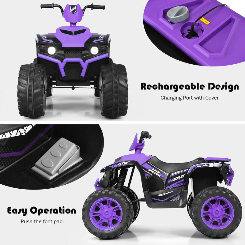 12V Electric Kids Quad ATV Ride On Car with LED Lights - The Perfect Ride for Your Little One!