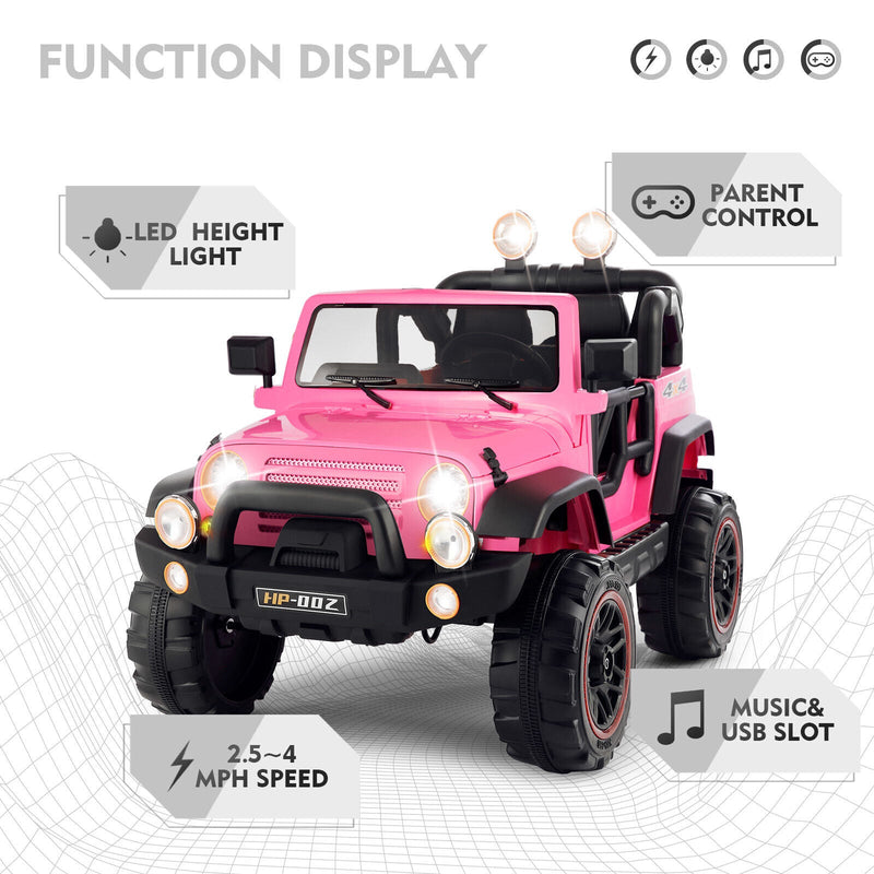 12V Electric Kids Ride-On Car with Remote Control - 3 Speeds, Pink