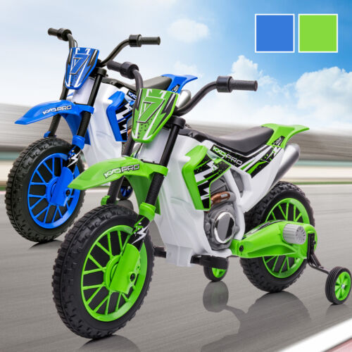 12V Electric Kids Ride-On Dirt Bike with Training Wheels - Battery Powered Motorcycle