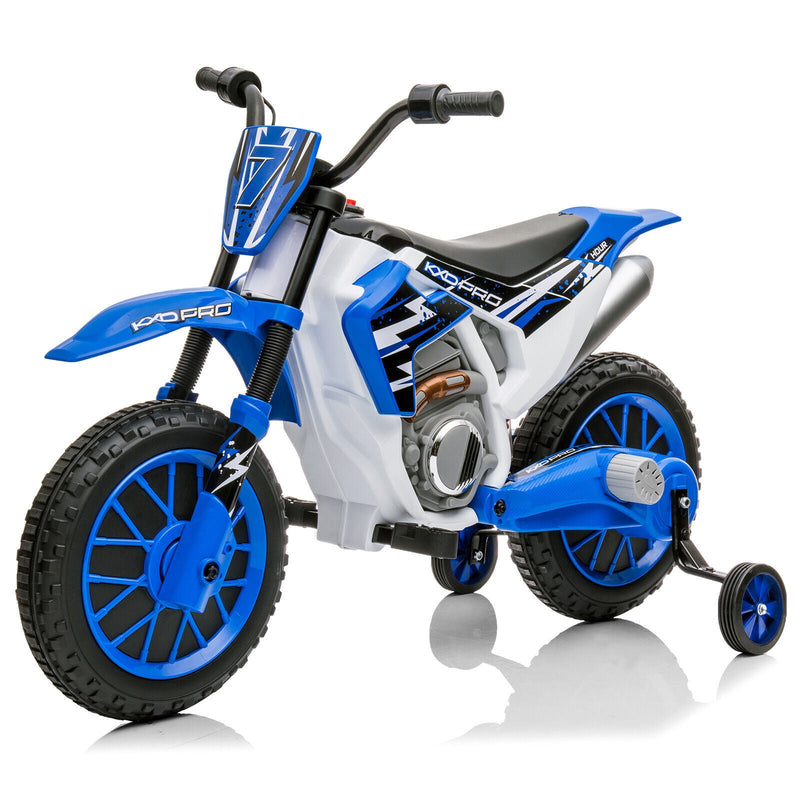 12V Electric Kids Ride-On Dirt Bike with Training Wheels - Battery Powered Motorcycle