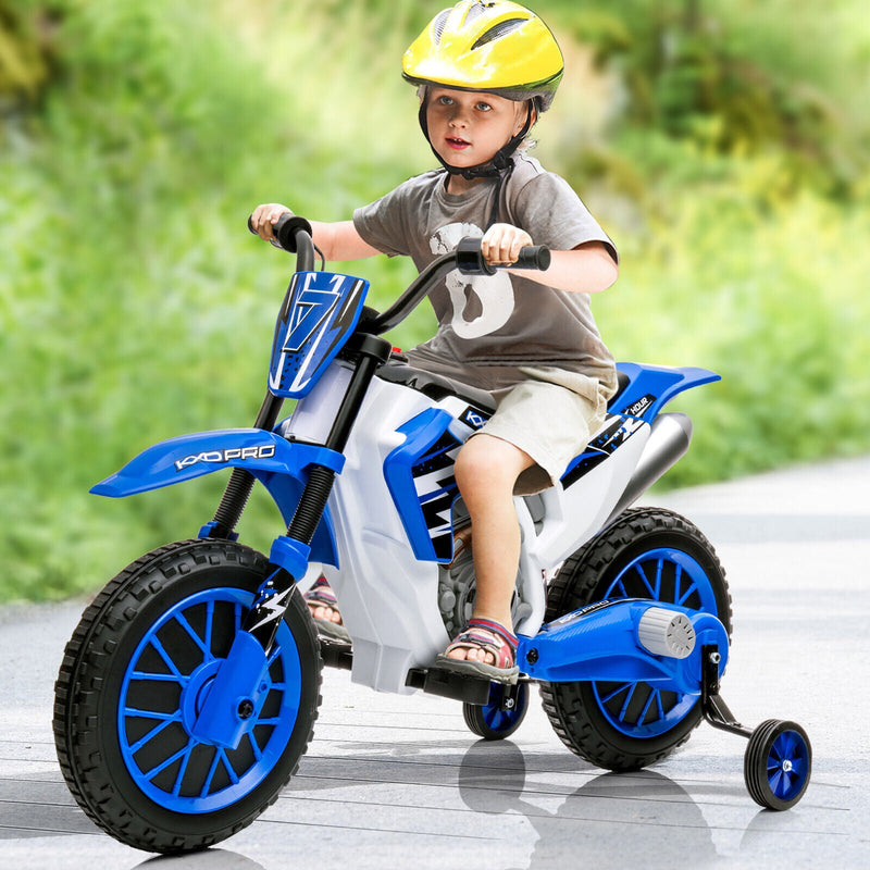 12V Electric Kids Ride On Dirt Bike with Training Wheels - Motorbike Fun for Little Riders