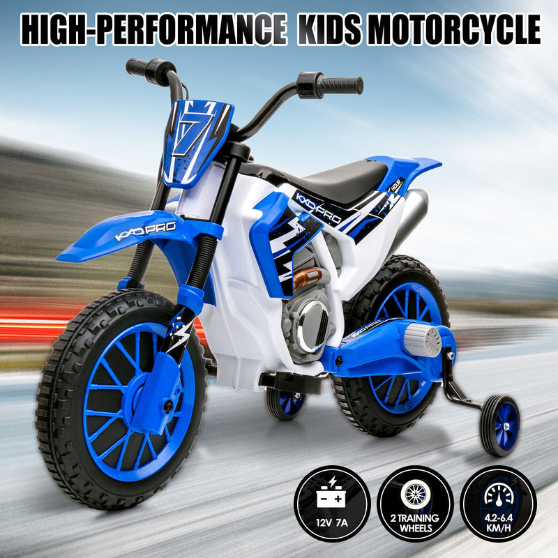 12V Electric Kids Ride On Dirt Bike with Training Wheels - Motorbike Fun for Little Riders