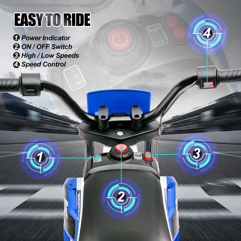 12V Electric Kids Ride On Dirt Bike with Training Wheels - Motorbike Fun for Little Riders