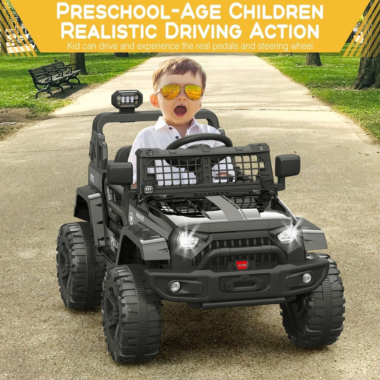 12V Electric Kids Ride On Jeep with Bluetooth Remote and Safety Belt