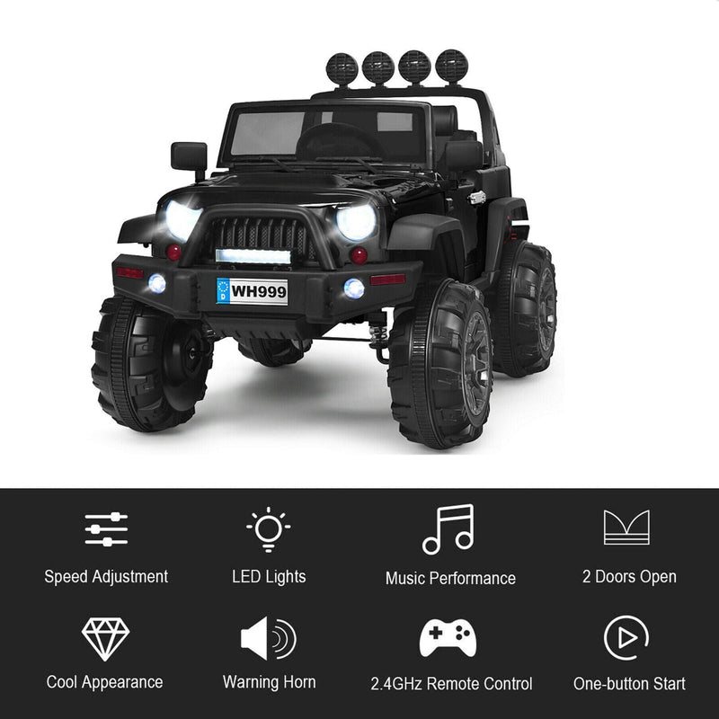 12V Electric Kids Ride-On Truck with MP3 and Remote Control - Black