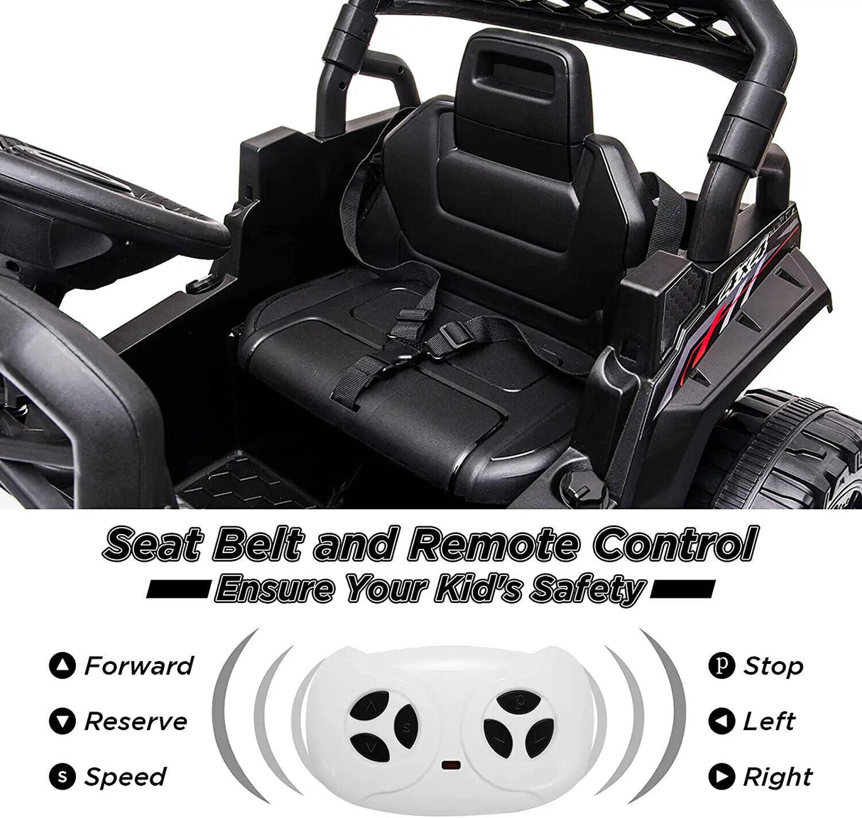 12V Electric Kids Truck Car with Remote Control, FM/LED Lights - Perfect Xmas Gift!