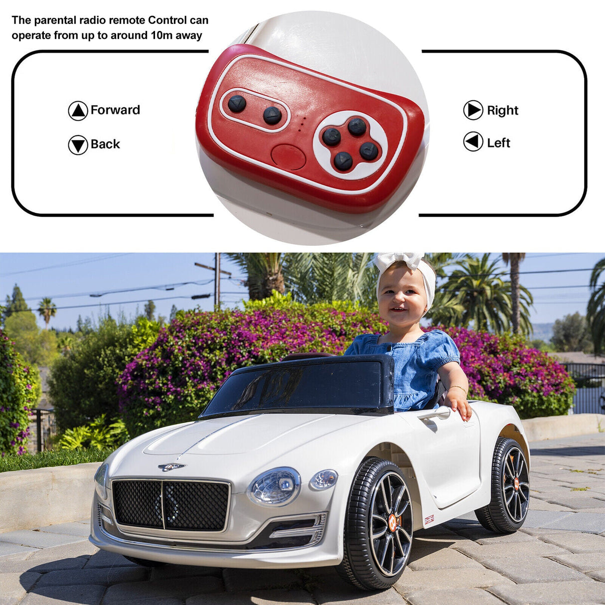 Licensed Bentley Style 12V Electric Ride-On Car with Remote Control - Battery Powered