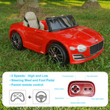 Licensed Bentley Style 12V Electric Ride-On Car with Remote Control - Battery Powered