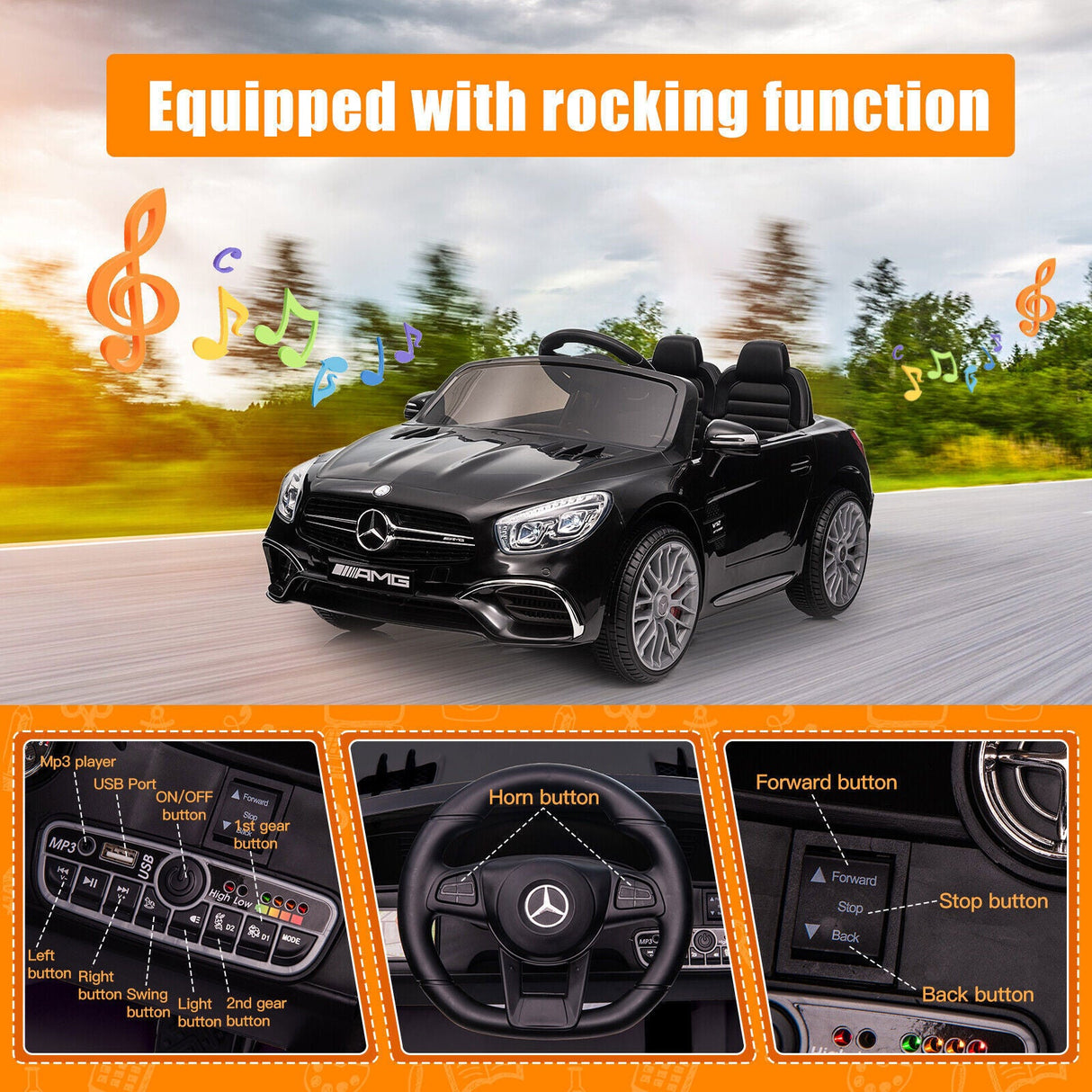 Licensed Mercedes Benz 12V Electric Ride On Car for Kids with Remote Control