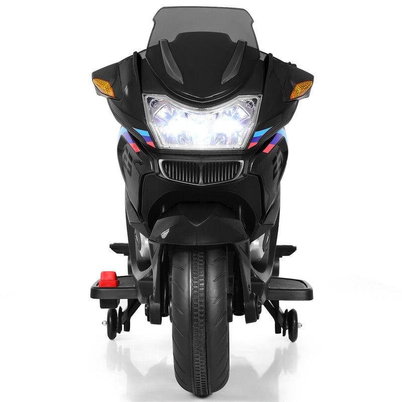 12V Electric Motor Bike for Kids with LED Lights - Black