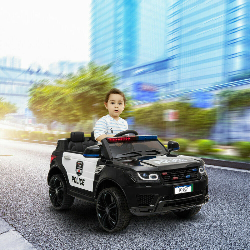 12V Electric Police Car Ride-On SUV for Kids with Music, Lights, Horn, and Remote Control