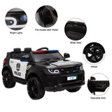 12V Electric Police Car Ride-On SUV for Kids with Remote Control - Black