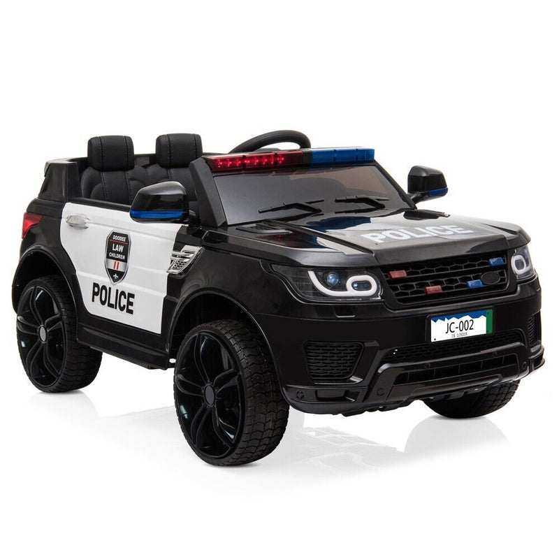 12V Electric Police Car Ride-On SUV for Kids with Remote Control - Black