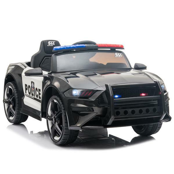 12V Electric Police Car Truck for Kids with 3 Speeds and Remote Control