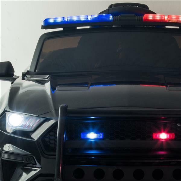 12V Electric Police Car Truck for Kids with 3 Speeds and Remote Control