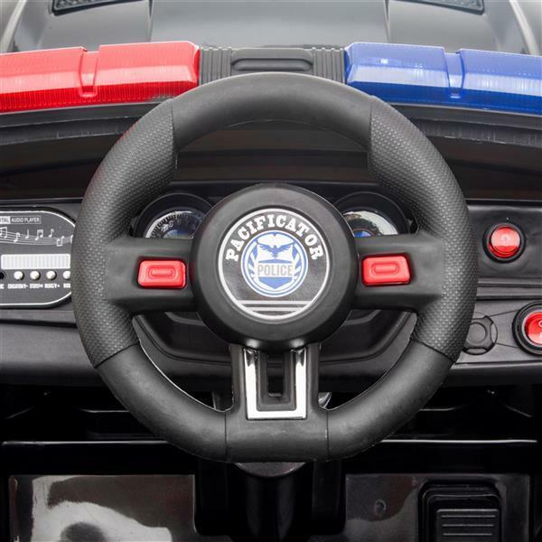 12V Electric Police Car Truck for Kids with 3 Speeds and Remote Control