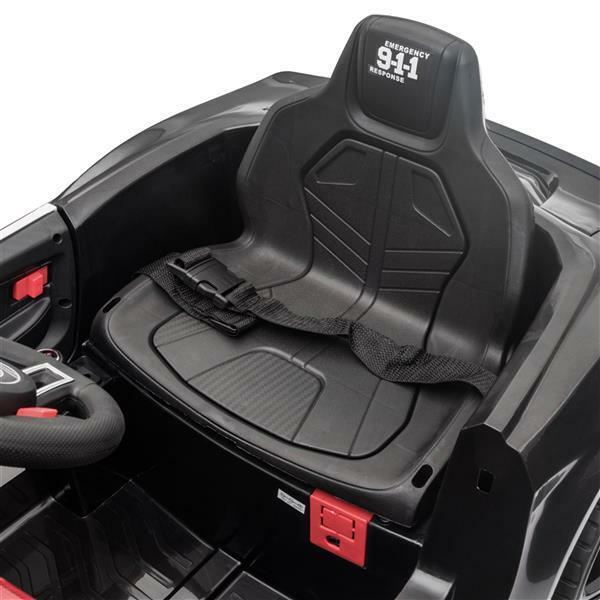 12V Electric Police Car Truck for Kids with 3 Speeds and Remote Control