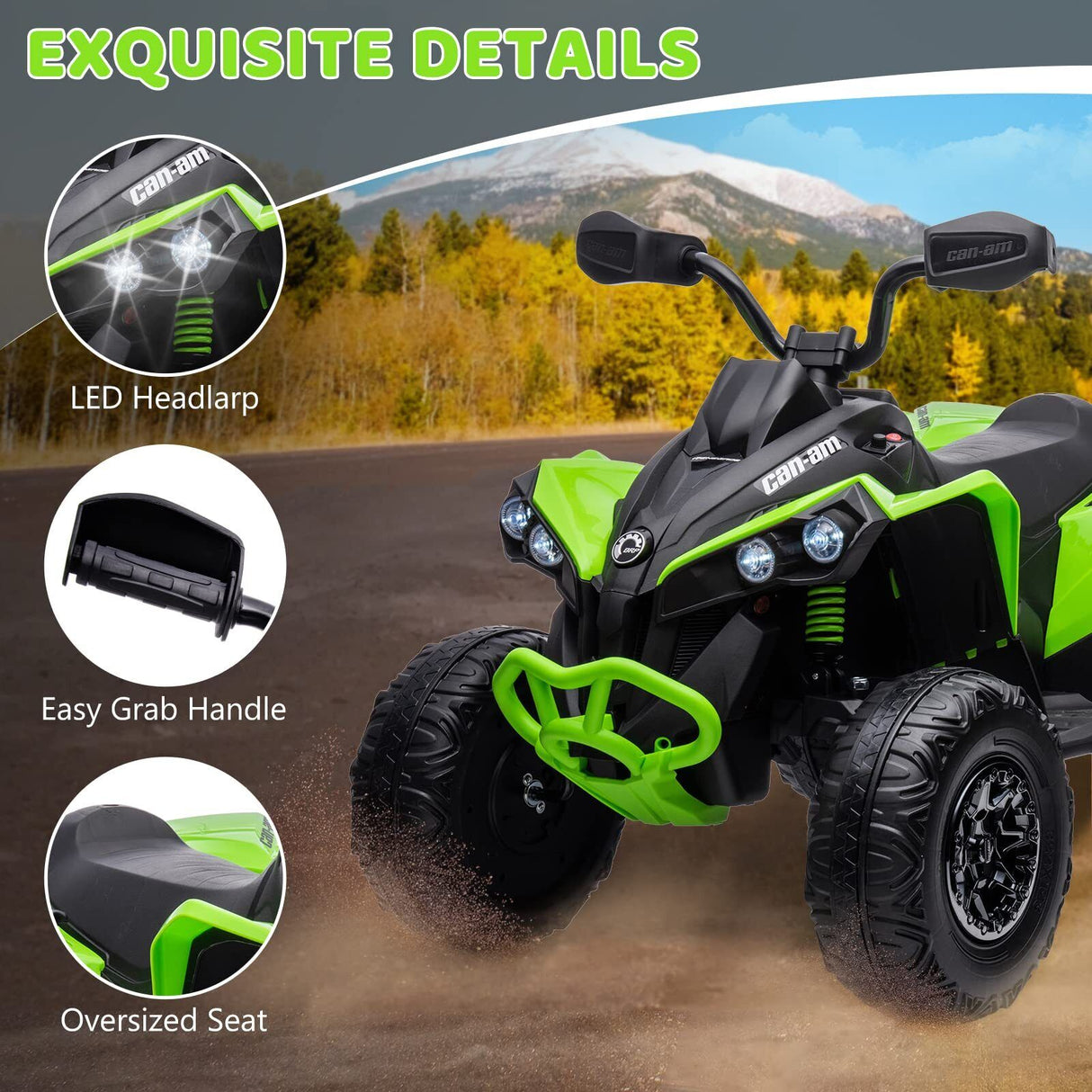 12V Electric Ride-On ATV for Kids with LED Lights and Music