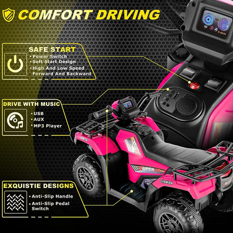 12V Electric Ride-On ATV for Kids with USB/MP3 Player - Perfect Gift for Ages 3-6!
