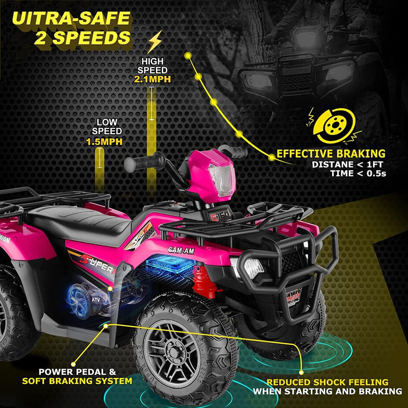 12V Electric Ride-On ATV for Kids with USB/MP3 Player - Perfect Gift for Ages 3-6!
