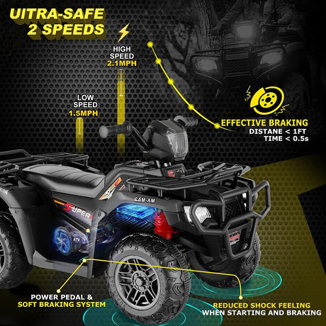 12V Electric Ride-On ATV for Kids with USB/MP3 Player - Perfect Gift for Ages 3-6!