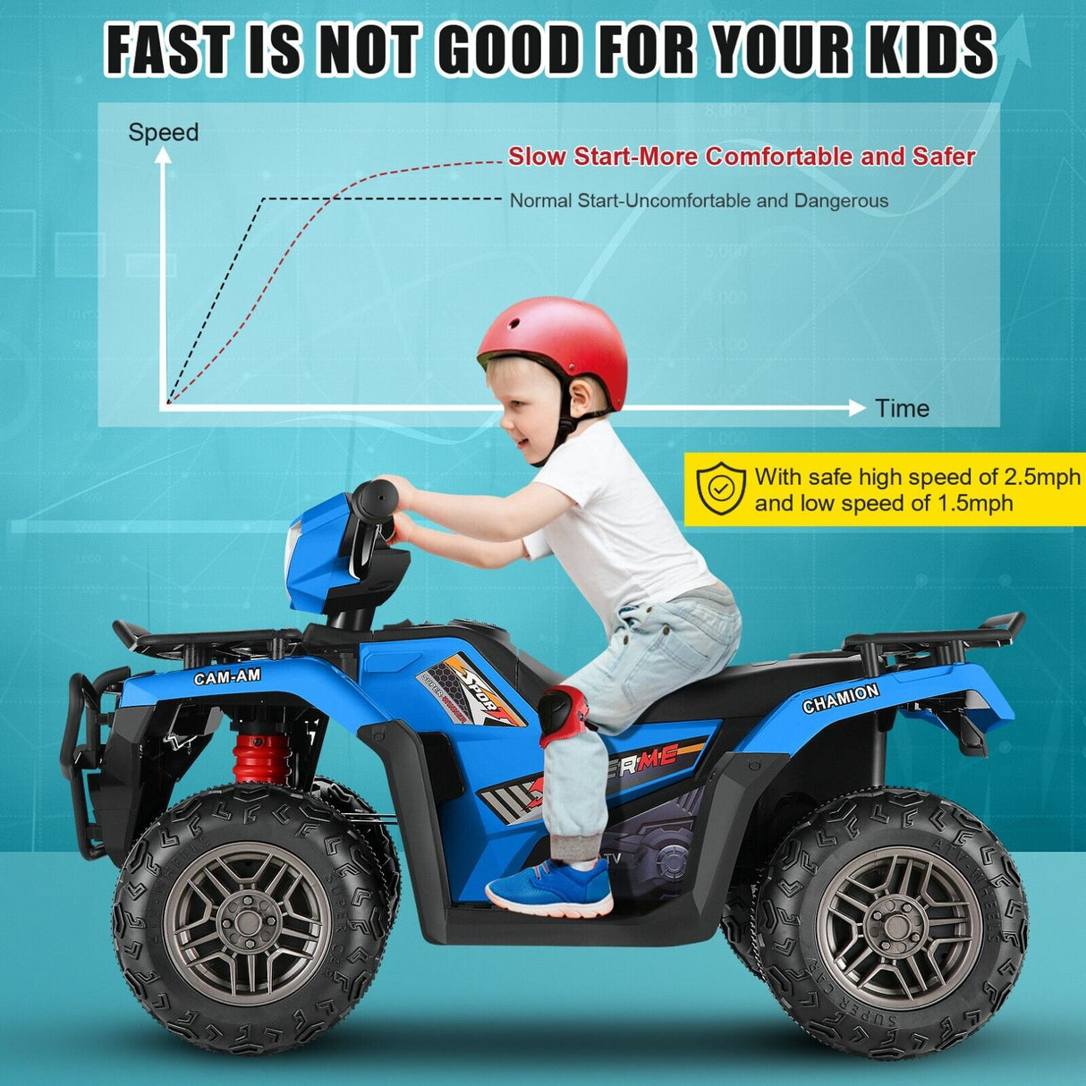 12V Electric Ride-On ATV Toy Car with USB/MP3 for Kids Ages 3-6