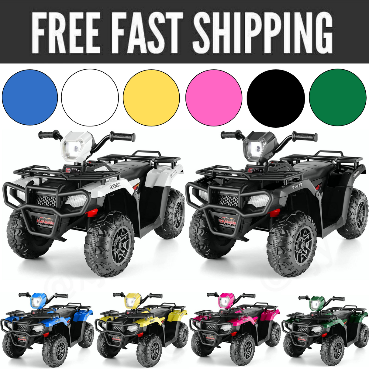 12V Electric Ride-On ATV Toy Car with USB/MP3, 4 Wheels for Kids Ages 3-6