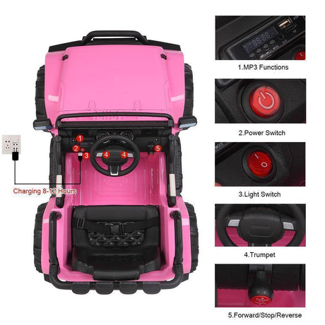 12V Electric Ride On Car for Kids with 4 Wheels, 3 Speeds, and Remote Control