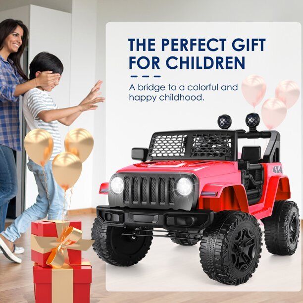 12V Electric Ride-On Car for Kids with Music, LED Lights, and Remote Control