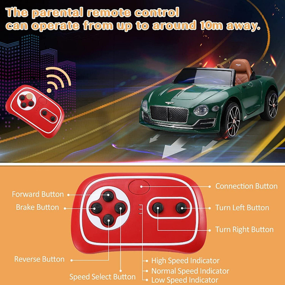 12V Electric Ride-on Car for Kids with Parent Remote Control - Bentley Style Toy Vehicle