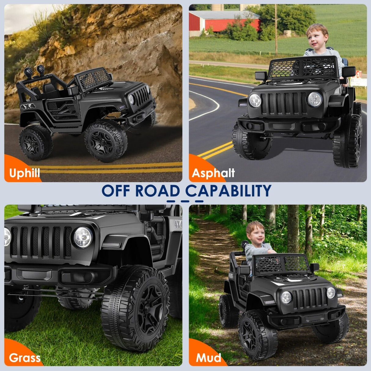 12V Electric Ride-On Car for Kids with Remote Control and LED Lights