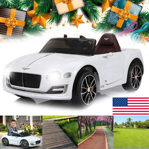 12V Electric Ride-On Car for Kids with Remote Control, LED Lights, and MP3 Player - Bentley Style in White